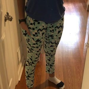 Coral green and black pants